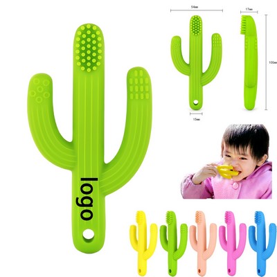 Custom Cactus Baby Teether Toothbrush – Food Grade Silicone, Soothing & Safe