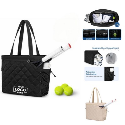 Tennis Handbag Shoe Compartment Backpack Men Women Waterproof Pickleball Tote Bag